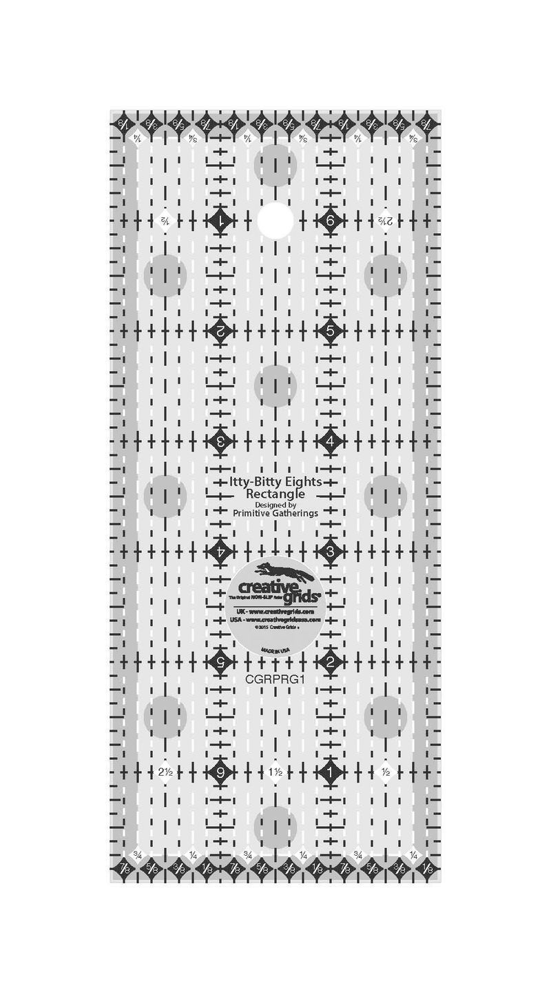 Creative Grids Itty-Bitty Eights Rectangle Ruler 3in x 7in Quilting Ruler â€“ CGRPRG1 â€“ Made in USA, Non-Slip Grip Acrylic Quilting, Sewing, Crafting